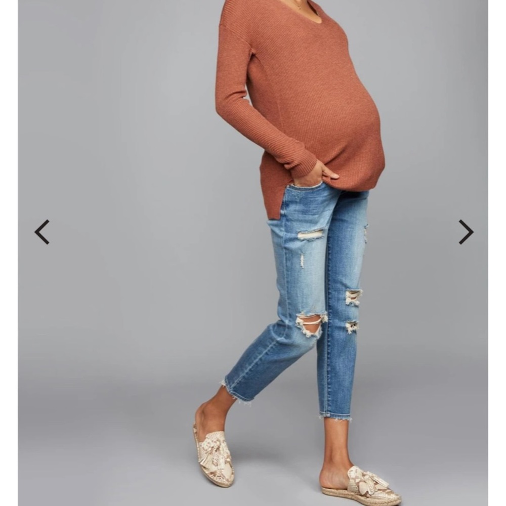 Luxe Essentials Denim Maternity Crop Jeans Girlfriend Skinny - SOLD OUT